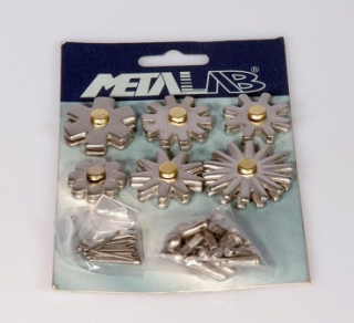 Metalab spur rowels set with pins &amp; cotter pins - SS Brushed